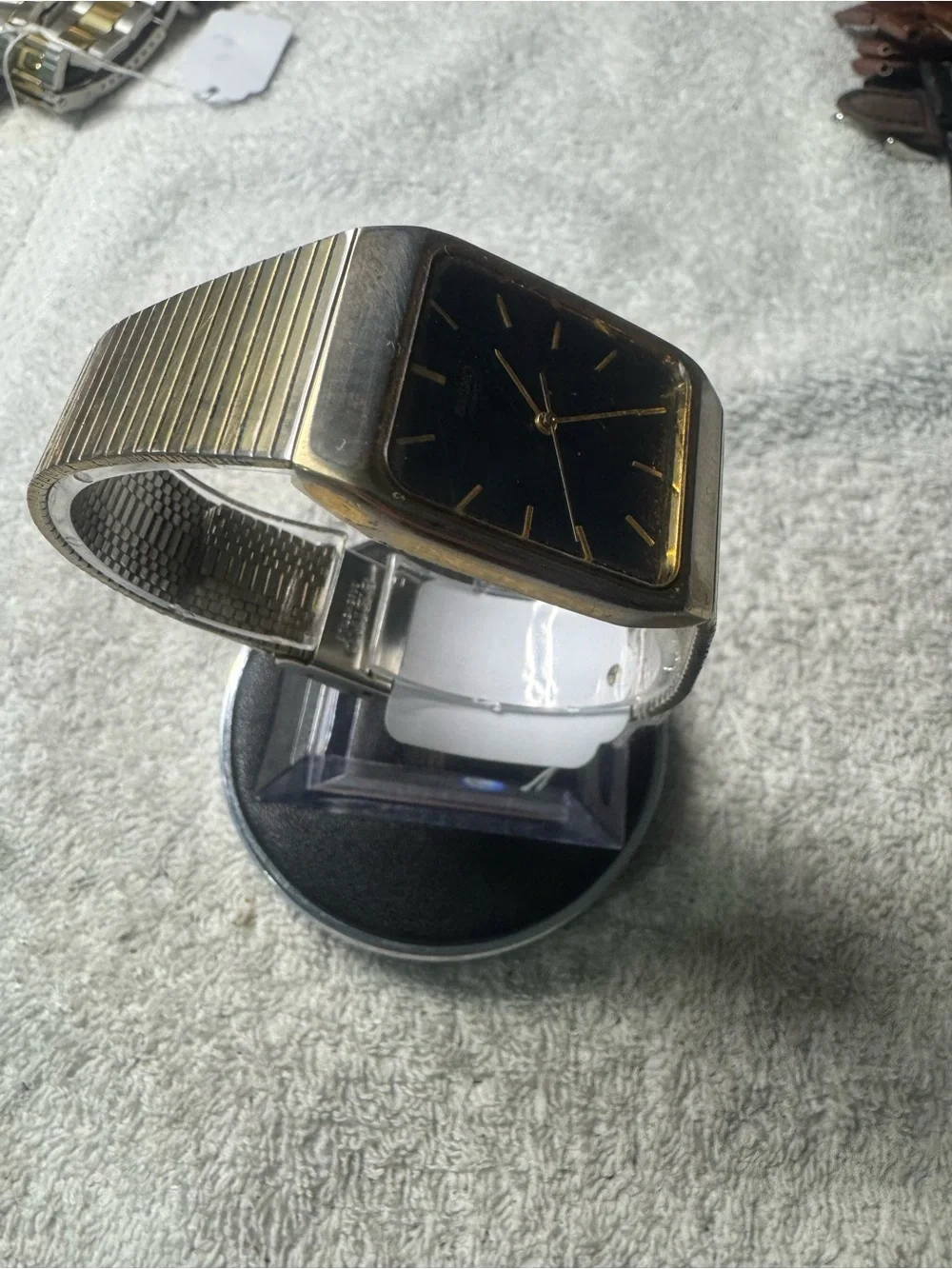 Seiko Gold-Accent Black Dial Stainless Steel Watch